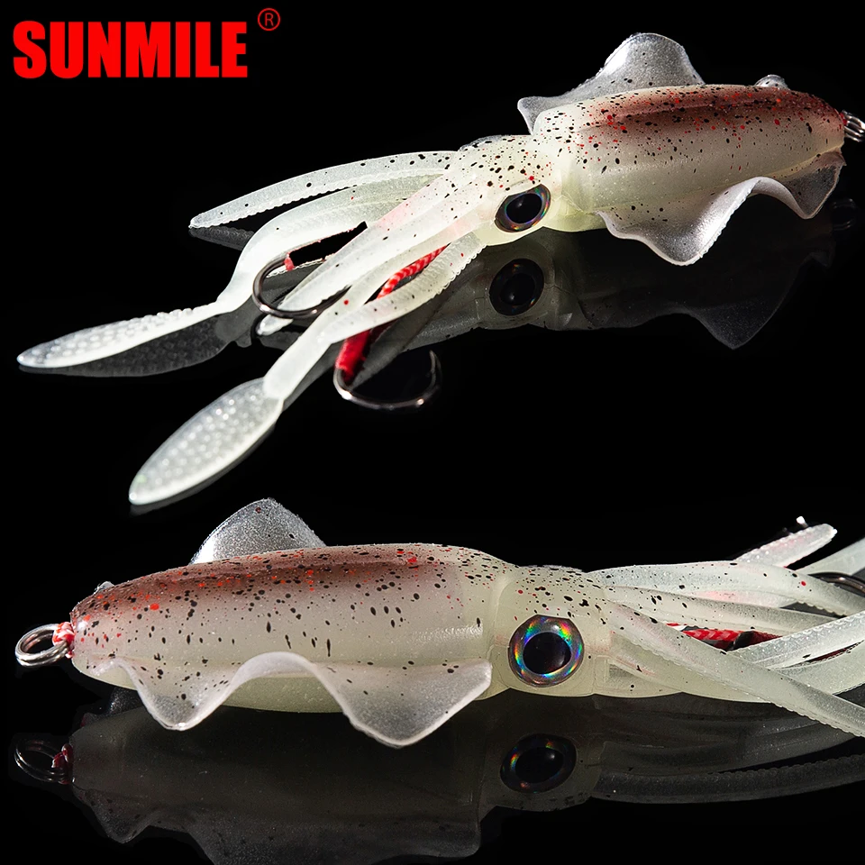 SUNMILE-Señuelo de pesca suave de calamar, luminoso, 20g/60g/80g/100g/120g/150g/UV, señuelos de pesca de agua salada, cebo Wobbler