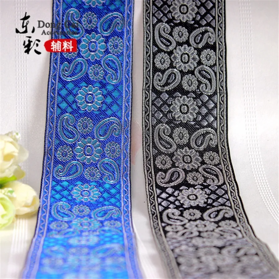 

10yards Width 5cm Chinese Ribbons Digital Jacquard Flower Ruban Ribbon DIY Clothing Curtain Accessories