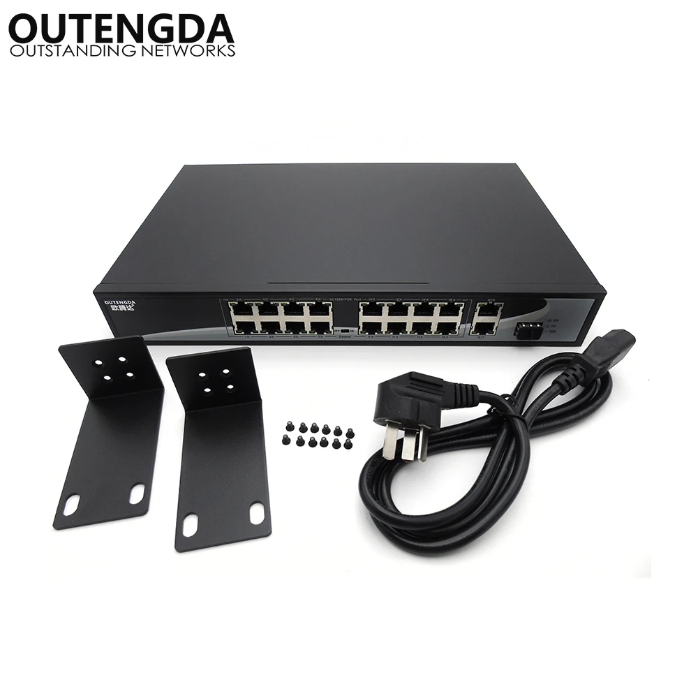 18ports POE switch 300W Power Over Ethernet 802.3af/at Standard POE output with 2 uplink ports Gigabit and 1 Gigabit SFP optical