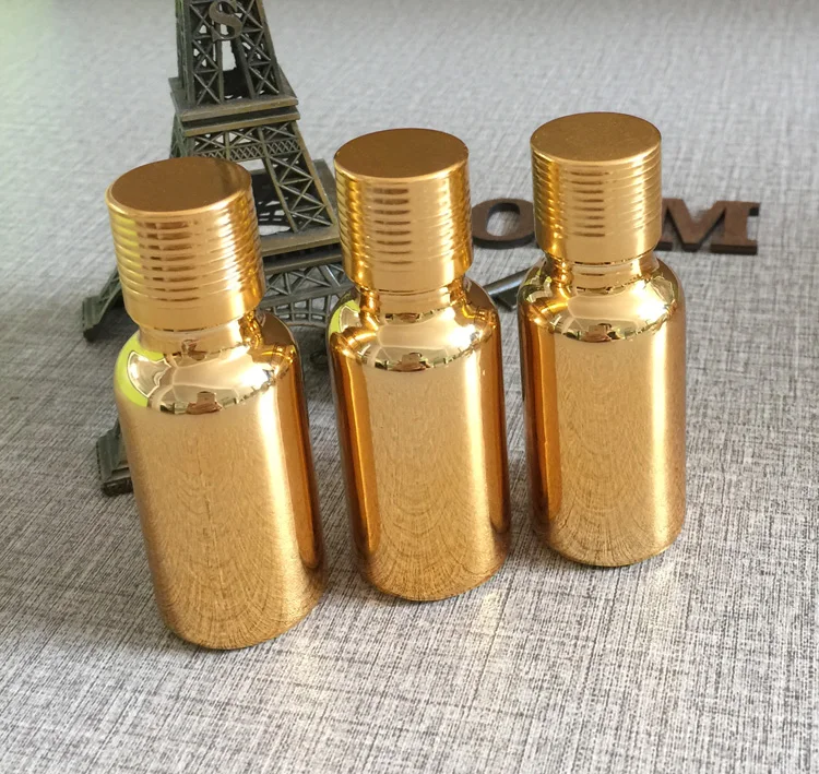 

50pieces/lot 20ml High temperature glass gold plated dropper bottle, empty 20ml gold glass essential oil bottle wholesale
