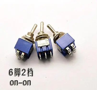 10pcs/lot Mini MTS-202 6-Pin ON-ON 6A 125V 3A250VAC Toggle Switches Good Quality