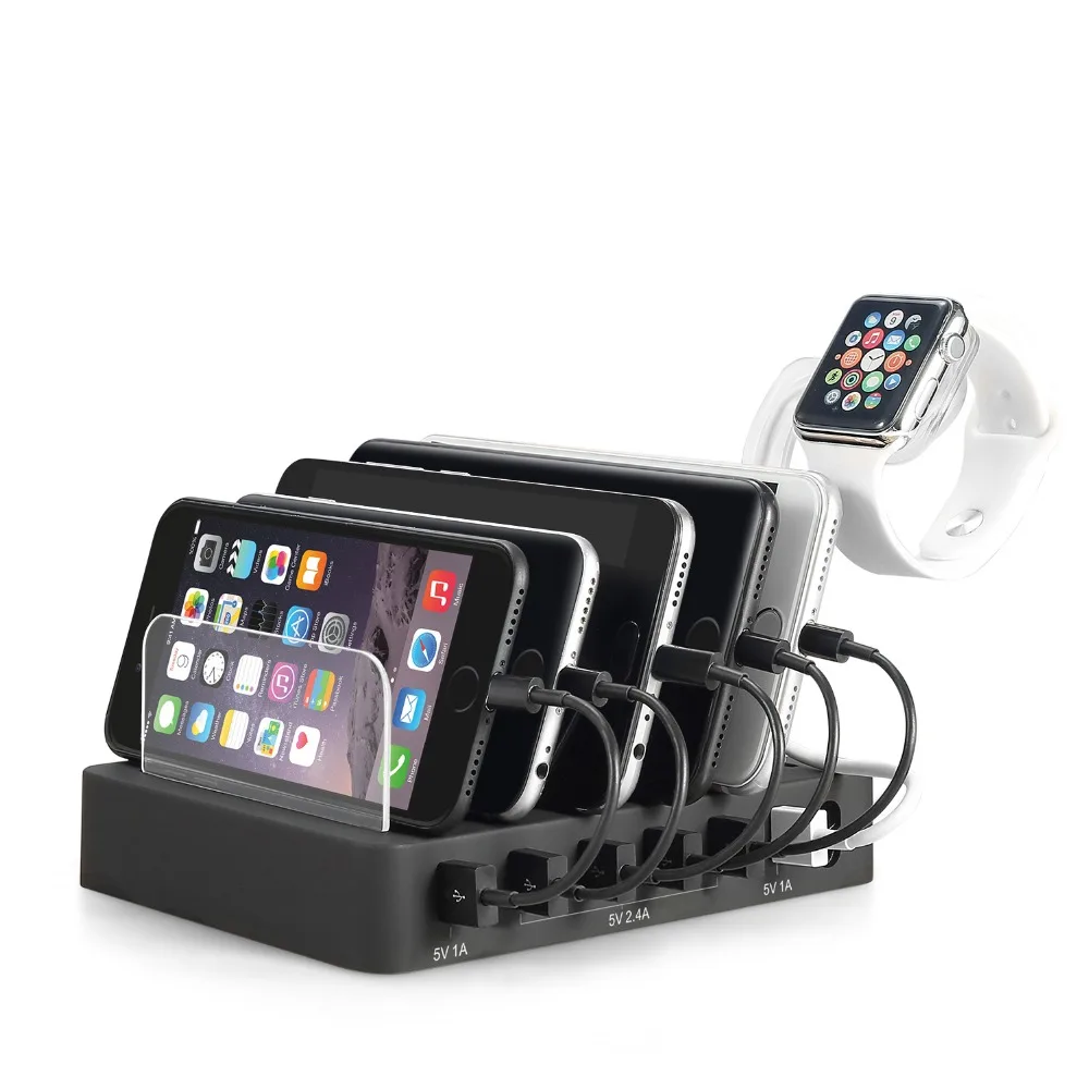 Universal Detachable USB Charging Station Show 5V 10A Stand Mounts Holder Charger 6-Port Desktop Dock for Apple Watch Charger