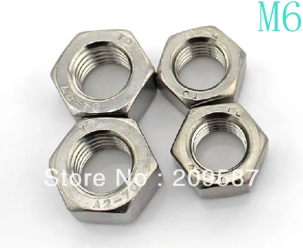 

50pcs Metric Thread M6 304 Stainless Steel Hex Head Nuts Screw Nuts Hex Nuts