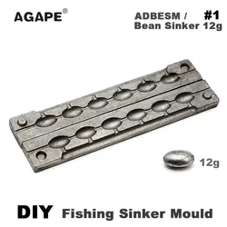 Adygil DIY Carp Fishing Bean Sinker Mould ADBESM/#1 Bean Sinker 12g 6 Cavities Fishing Accessories Wedkarstwo Wyprzed Wedkarstwo