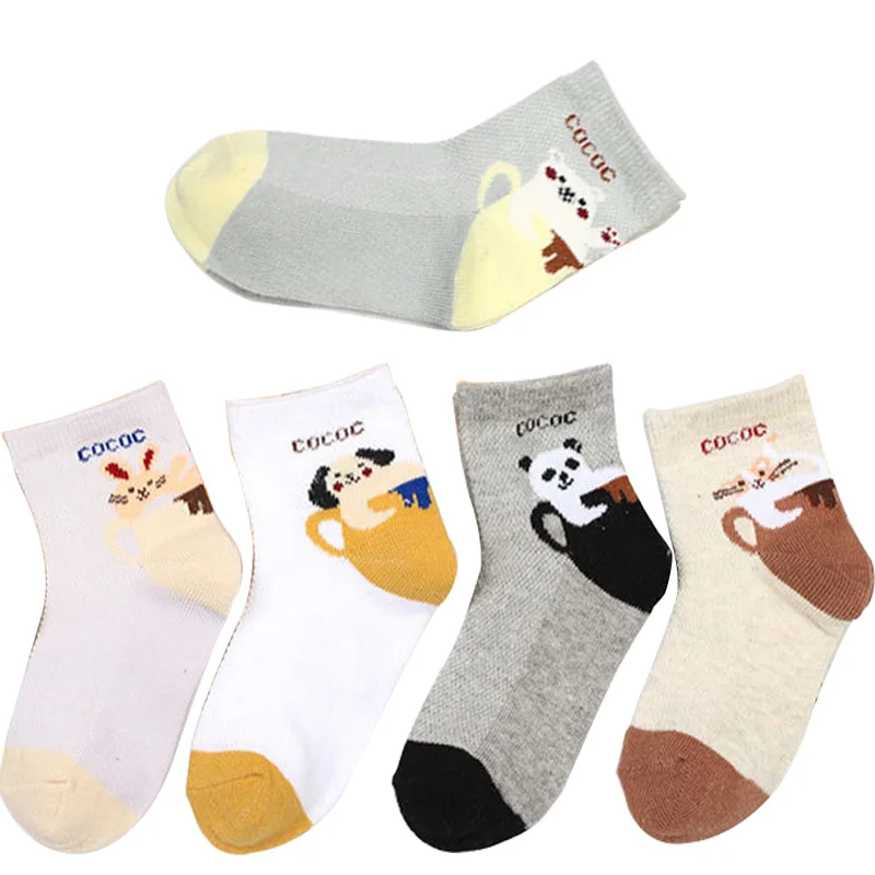 

10 Pieces = 5 pairs / lot 2018 Summer New Cartoon Child Stealth Sock Boy&Girl Thin Children's Socks Striped 0-12 Years Baby Sock