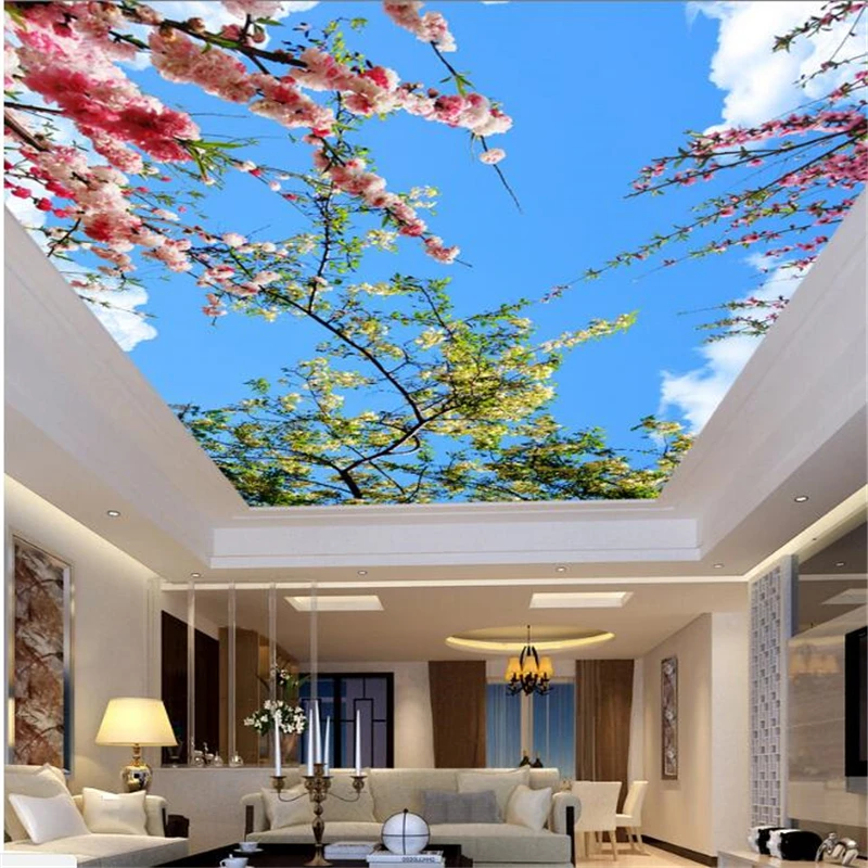 

Beibehang Large Custom Wallpaper Fresh Blue Sky White Cloud Living Room Bedroom Ceiling Zenith Mural Modern Home Decor Wallpaper