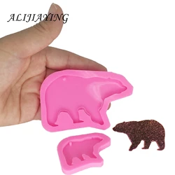 Shiny DIY Mother bear and baby bear shape silicone mold for keychains Resin Mold for 3D crafts tools DY0049