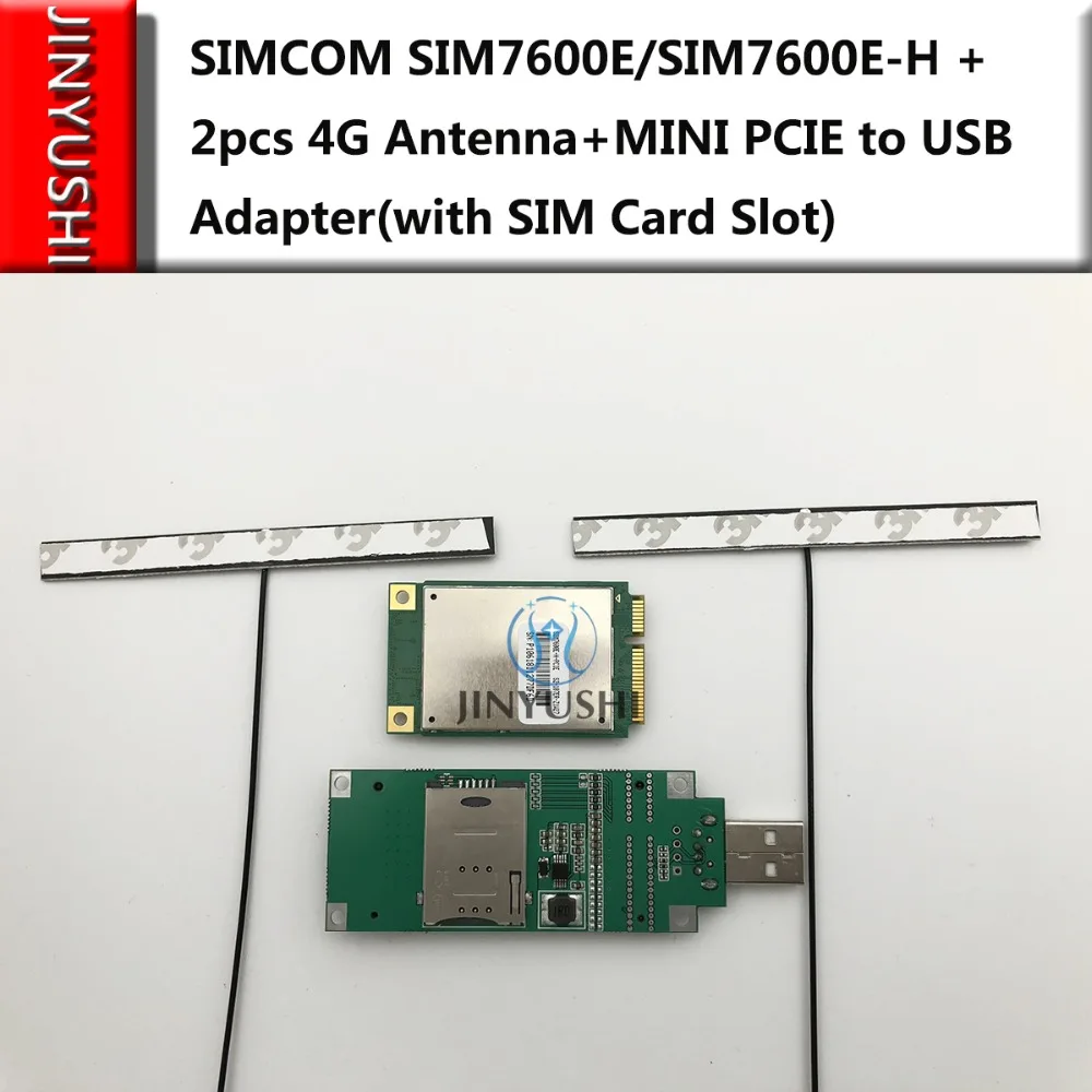 SIMCOM SIM7600E/SIM7600E-H + 2pcs 4G antenna +MINI PCIE to USB adapter with SIM card slot Multi Band LTE Module CAT4 module