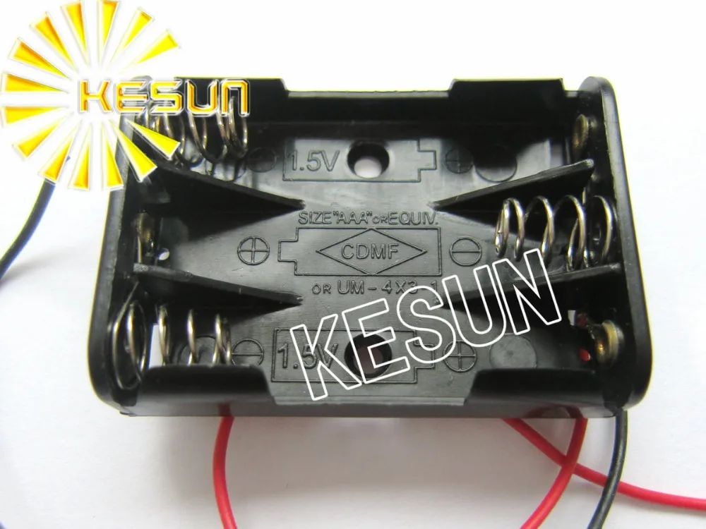 

FREE SHIPPING 10PCS x 3x AAA 4.5V Plastic Black Battery Storage Case Box Holder Socket With150mm Wire Leads
