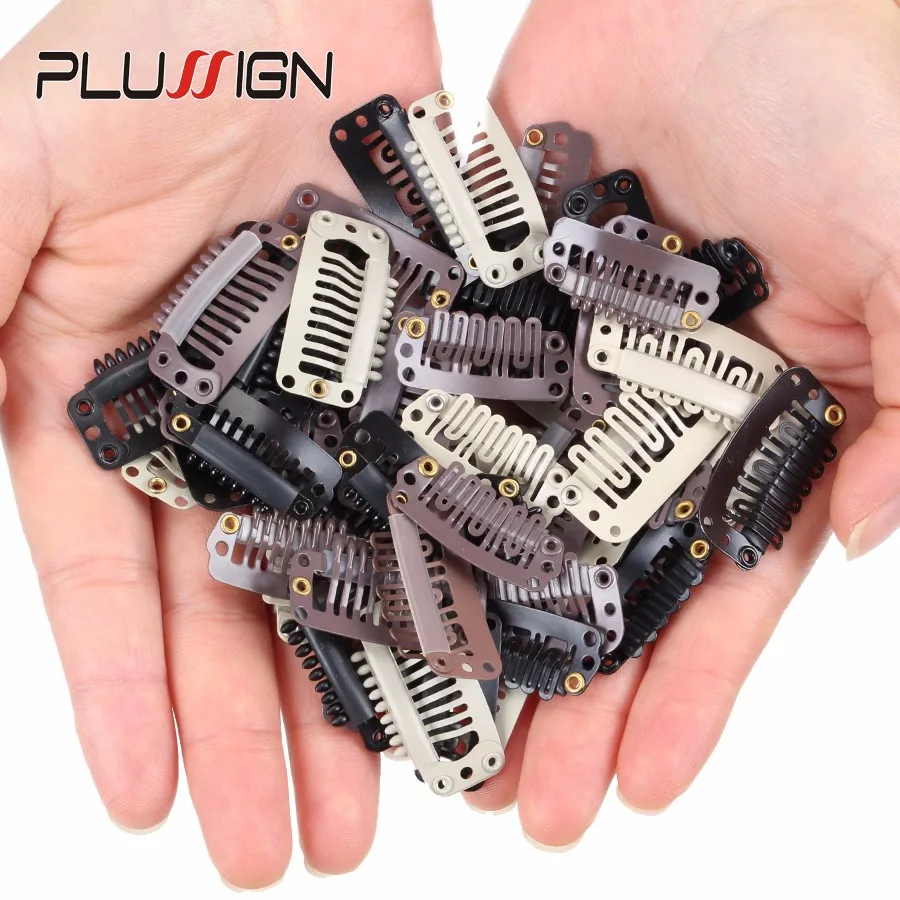 

10-40 Pcs/Lot Rubber Wig Clips For Hair Extensions Brown Black Beige Wig Combs Hair Clips For Weave Extensions 32mm U/Wire Shape