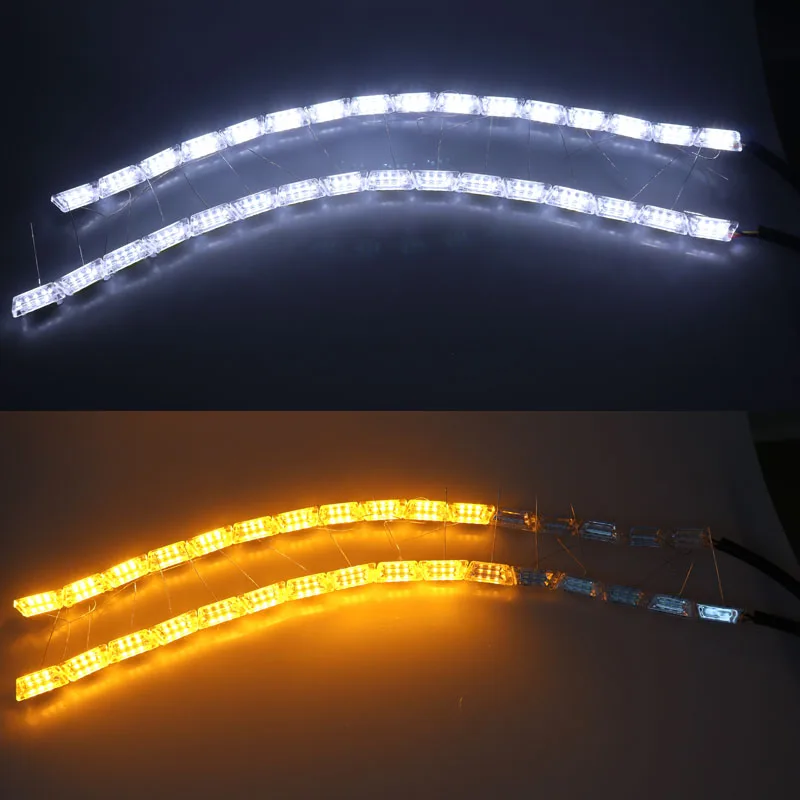 Free Shipping Universal Running Horse Dual Color LED Flexible DRL Light White + Yellow Flowing Color