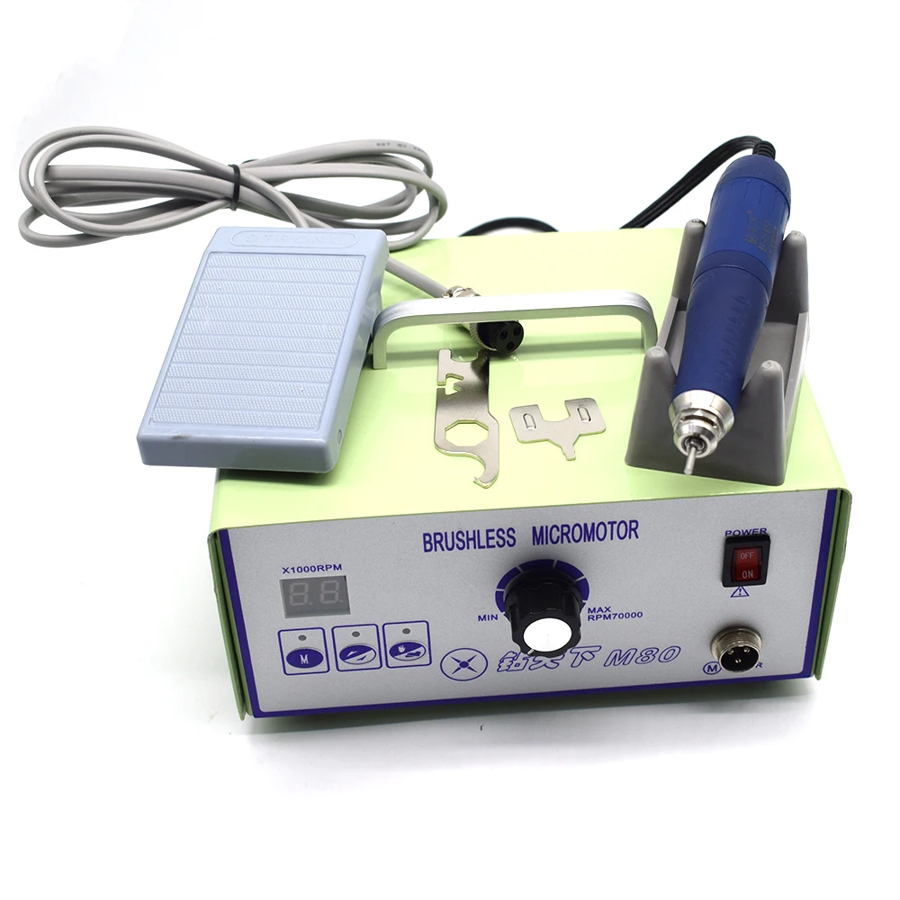 High Speed 70000 RPM Brushless Motor Dental Micromotor Polishing Machine with Handpiece Jewellery Engraving Micromotor