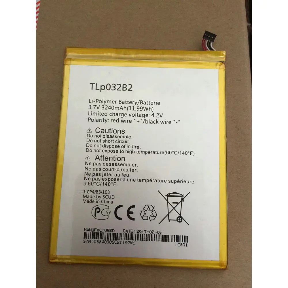 Original 3240mAh TLp032B2 TLp032BD Battery For Alcatel One Touch Pixi 8 Pixi 3 8.0 3G WiFi OT-9015W OT-P330X Smart phone