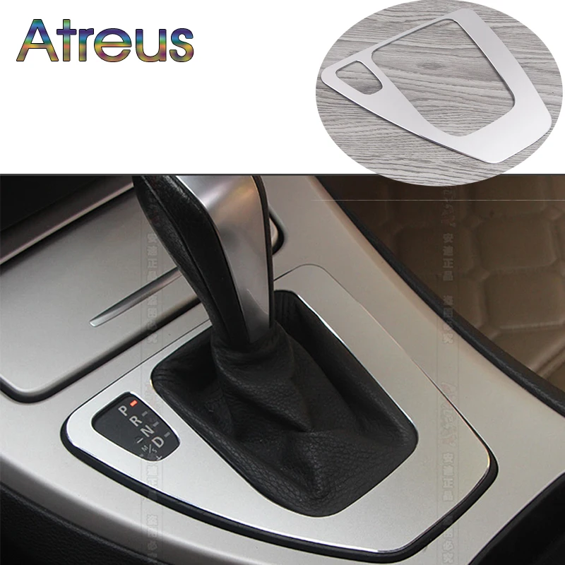 Atreus For bmw e90 e92 Interior Trim Aluminum Alloy Gear Shift Control Panel Cover Sticker LHD Car styling 3 series accessories