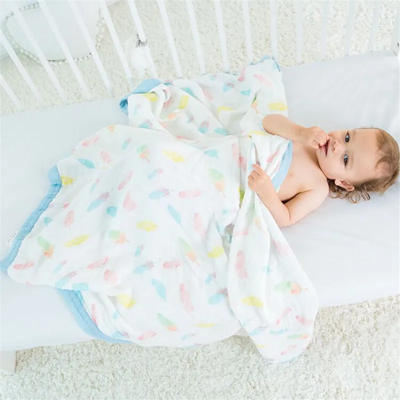 

Muslin Tree Two Layers 70% Bamboo 30% Cotton Gauze Newborn Supplies Broad Edge Baby Swaddle Child Dream Blanket 120X120cm