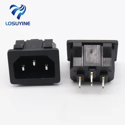 10pcs/lot AC power socket C14 Inlet Power Socket Connector Plug Industrial socket Plug IEC320 C14 3Pin Panel Power Inlet Socket