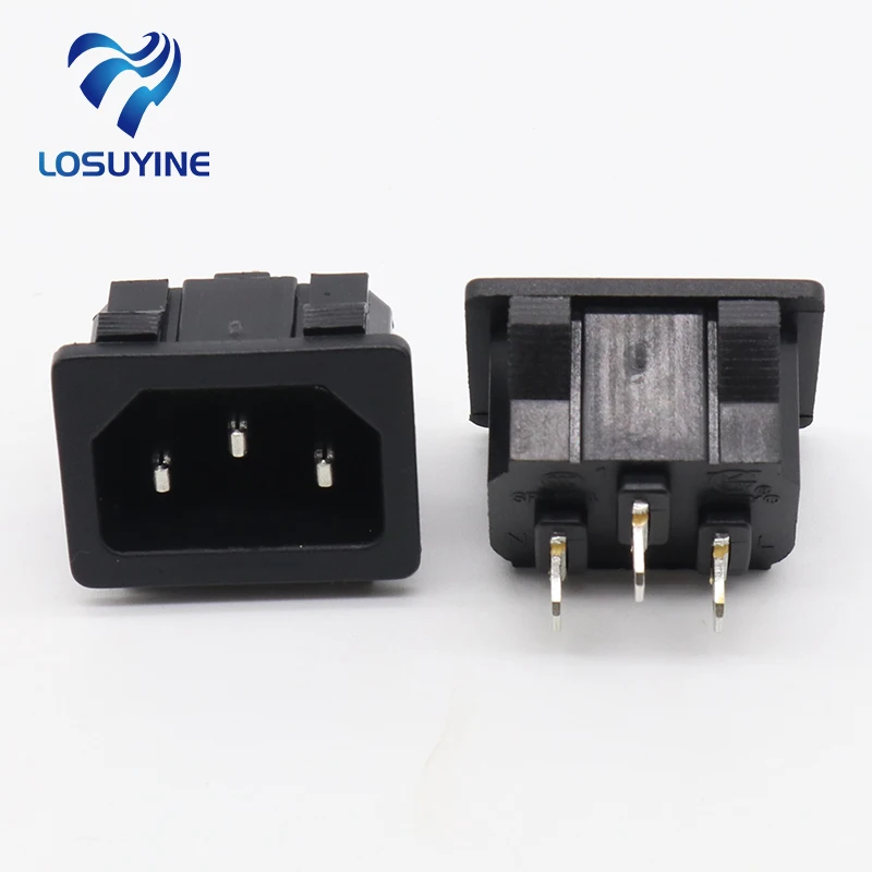 10pcs/lot AC power socket C14 Inlet Power Socket Connector Plug Industrial socket Plug IEC320 C14 3Pin Panel Power Inlet Socket