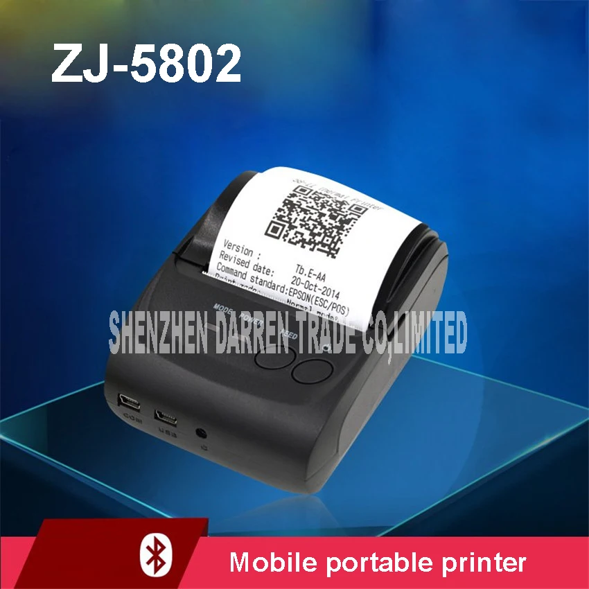 High speed printing mobile portable printer ZJ-5802 DC24V/2.5A 58mm phone small bills mini computer thermal printer