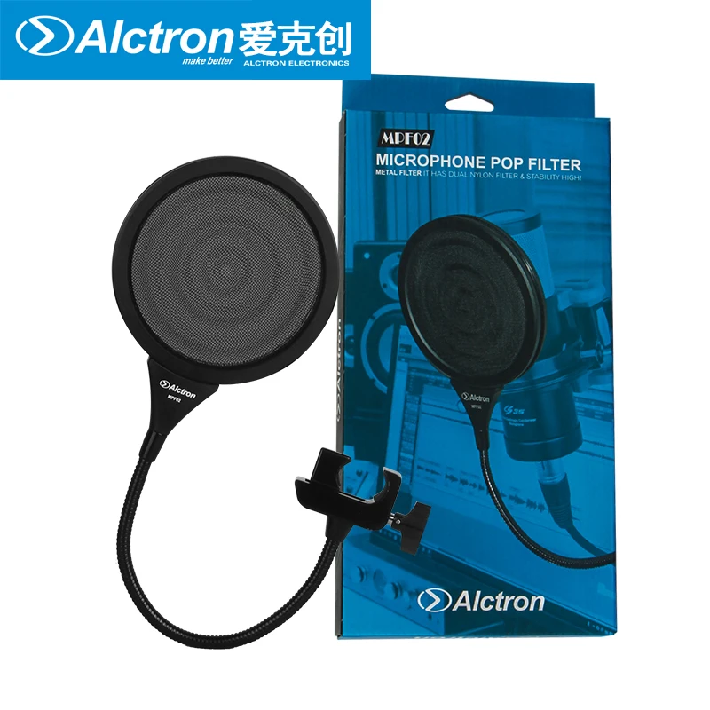 Alctron dual layer metal pop filter MPF02 to filter saliva dual stainless mesh filter for microphone recording