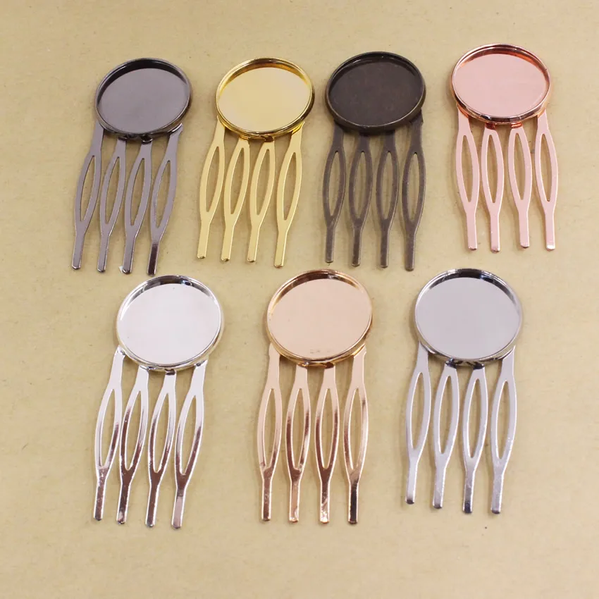 Onebeading Fit 20mm Copper Comb Hairpins Blank Cabochon Settings Hair Clips Base Accessories 22x52mm 10pcs K05467