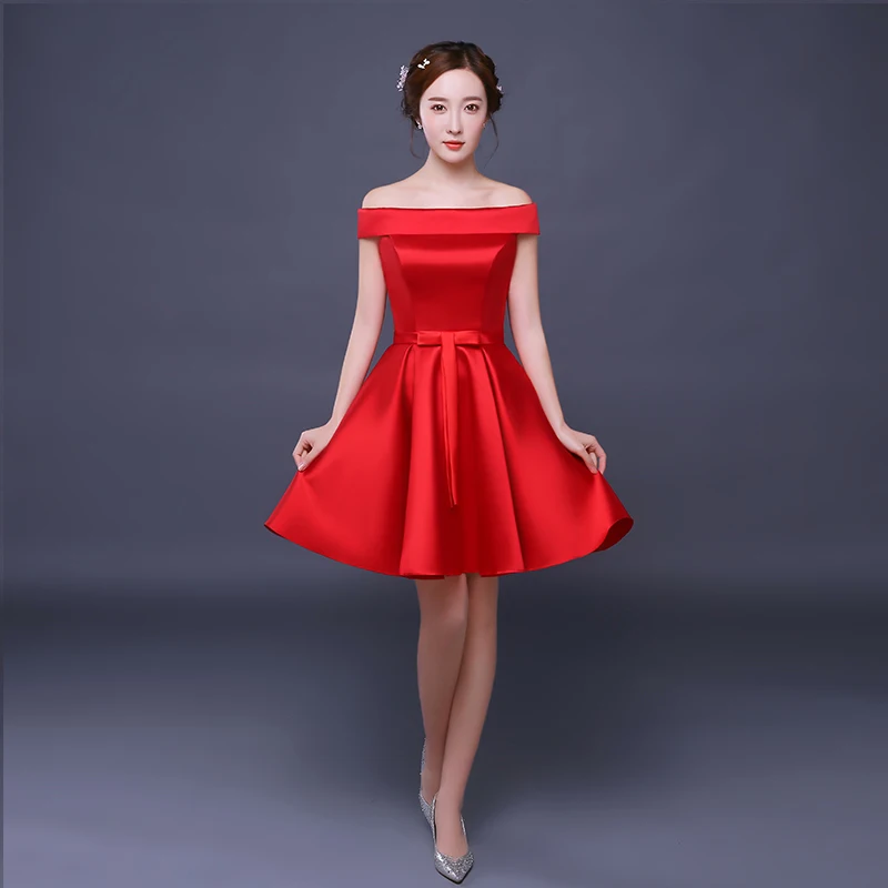 Robe De Soiree Red Short Evening Dress 2024 Elegant Satin Party Ball Gown Sexy Banquet vestido de festa prom dresses 6 styles