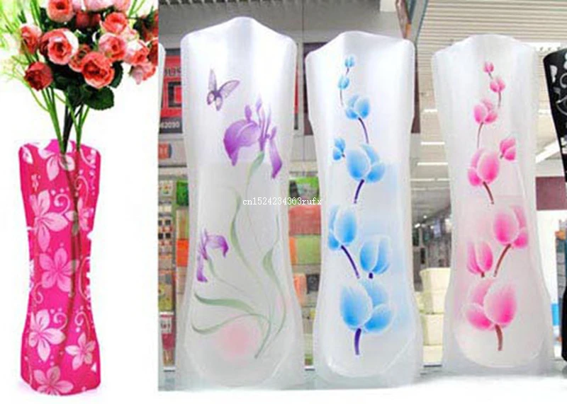 

1000pcs Folding Flower Vases Eco-friendly Foldable PVC Vases Unbreakable Reusable Flower Vase Wedding Party Decoration