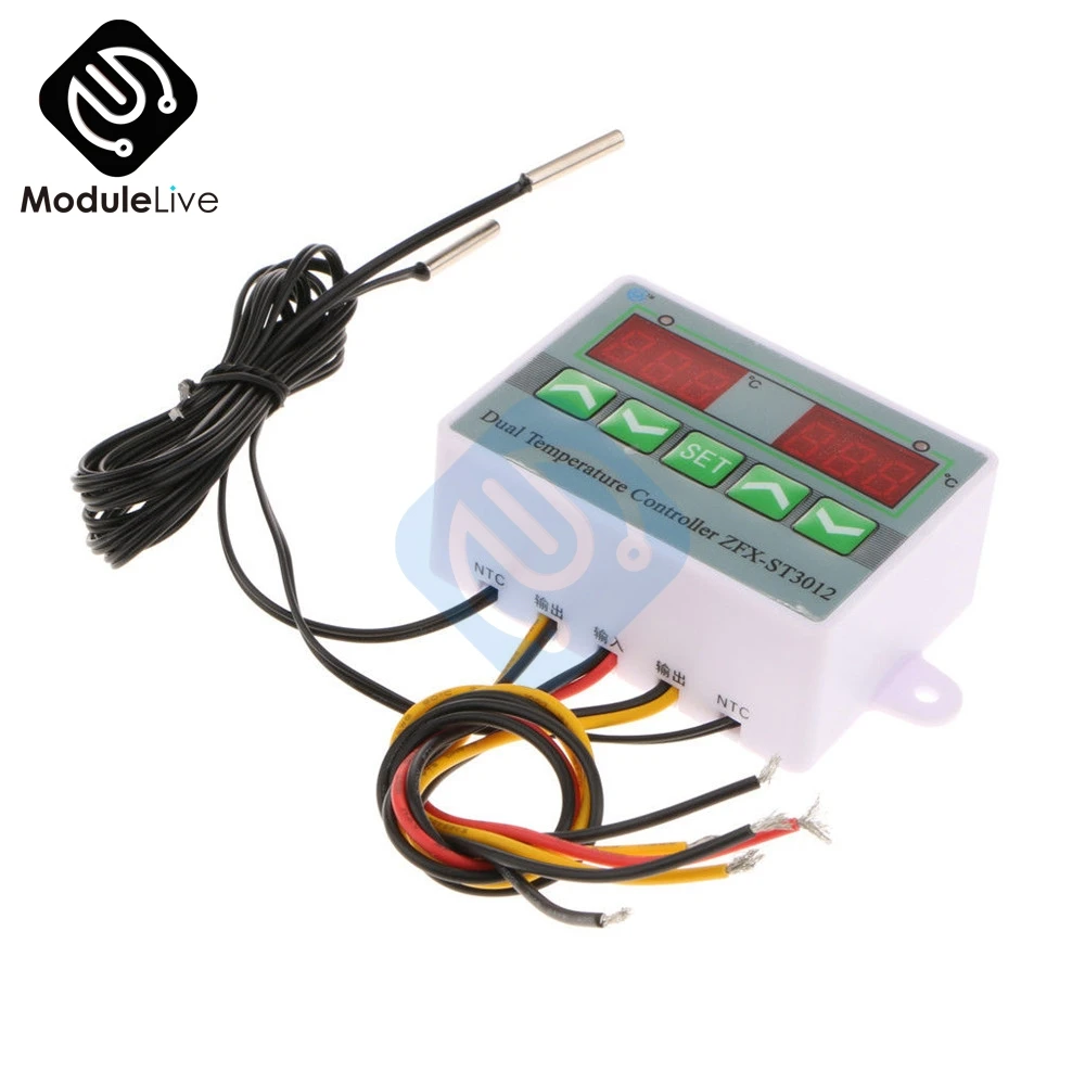 ZFX-ST3012 Dual Temperature Controller AC 220V 12V 24V LED Digital Thermostat Thermometer Sensor Control Meter with NTC sensor