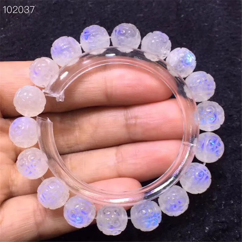 10mm Natural Moonstone Bracelet Jewelry For Women Men Gift Crystal Blue Light Stone Round Beads Reiki Gemstone Stretch AAAAA