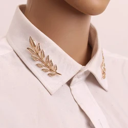 SWINATE Men Women Vintage Leaf Brooches Collar Clips Golden Silver Plated Brooch Pins For Shirt Suit Coat Accessories 1 Pair