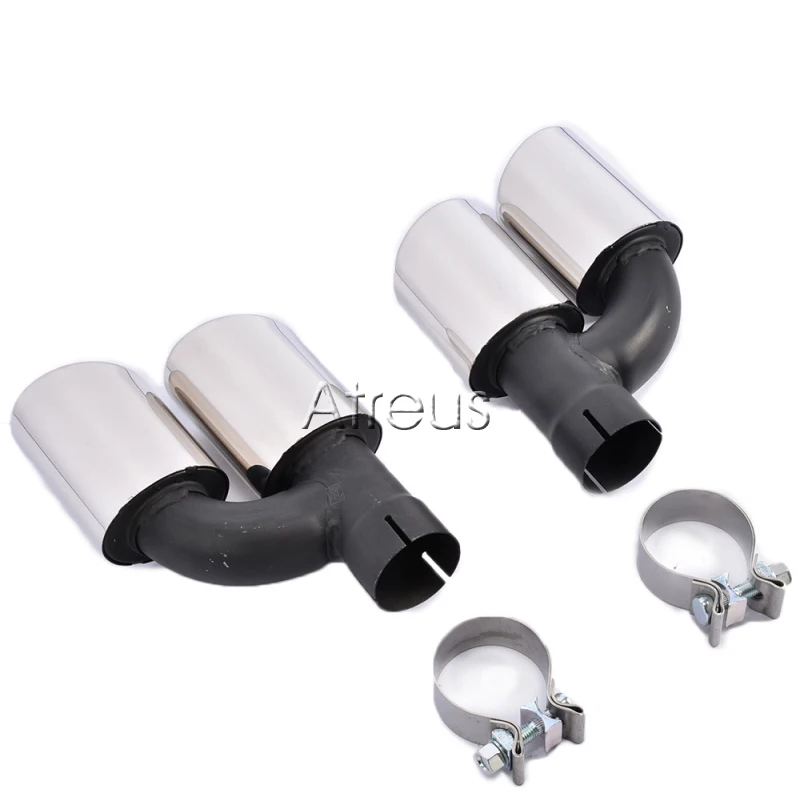 1Set Car Exhaust Tips Muffler Pipe With Rear Bumper Diffuser For Audi A6 C7 Accessories 4-door Sedan 2012 2013 2014 2015 2016