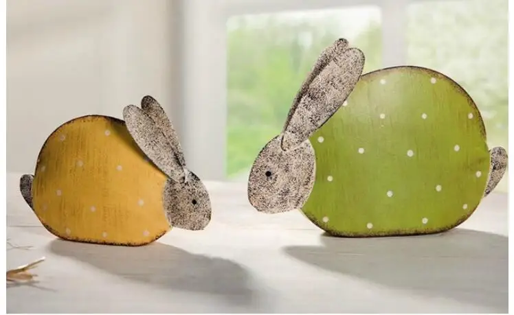 

2Pcs/Set.Export Rural Pastoral Style Yellow-Green Iron Rabbit Decoration Spring Models,Christmas Gift,Baby Room