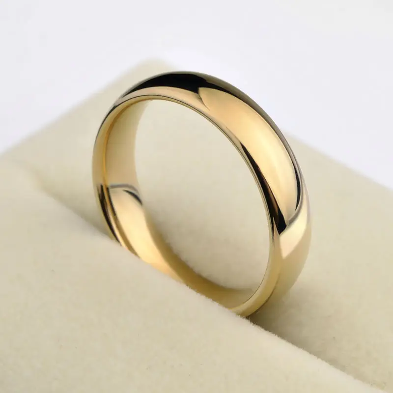 Classic 1PCS Gold Color Alliance Couples Tungsten Wedding Band Engagement Rings for Men Women  3.5/5mm Width Comfort Fit 4-12