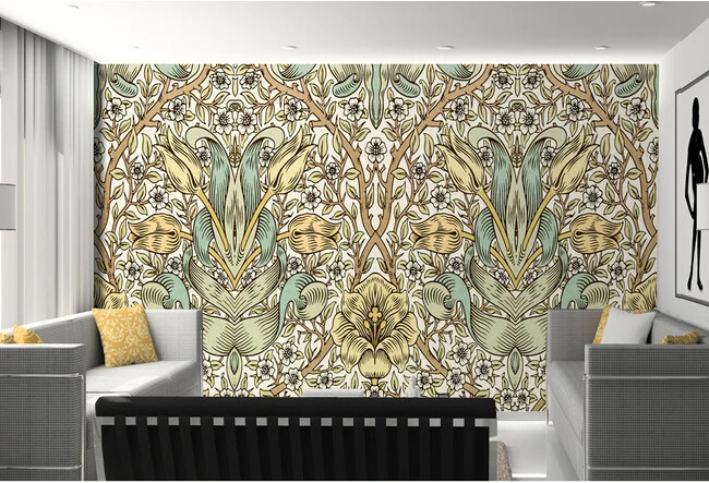 

Vinyl wallpaper, European tulip pattern murals,hotel restaurant living room sofa TV wall bedroom papel de parede