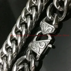 16mm Heavy Mens Chain Boys Necklace Double Curb Cuban Link Necklace 316L Stainless Steel Necklace 7-40 inch Optional