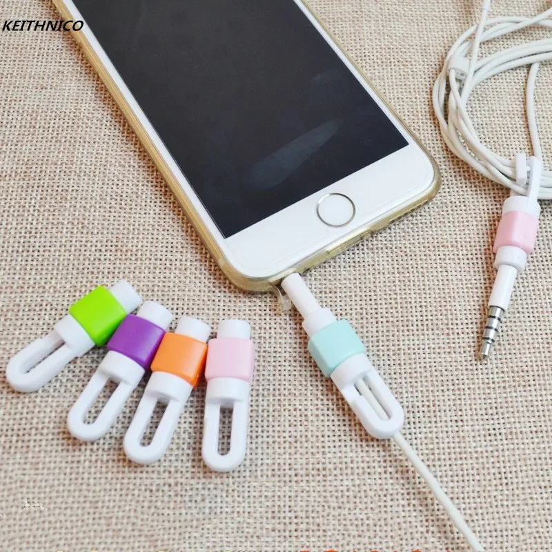 KEITHNICO 100pcs Cable wire Organizer Earphone Cable Protector For iphone 5 5s 6 7 cable saver Protection cable winder