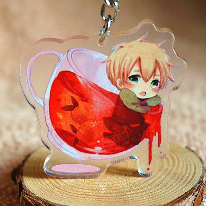 Hetalia Axis Powers UK USA In The Wine Cute Designs Keychain Keyrings Portachiavi Doubleside Print Keychain Pendant