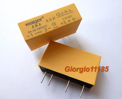 10 pcs GJ-5-L DC-AC PCB SSR In 3-32VDC,Out 0-380V AC 5A Solid State Relay