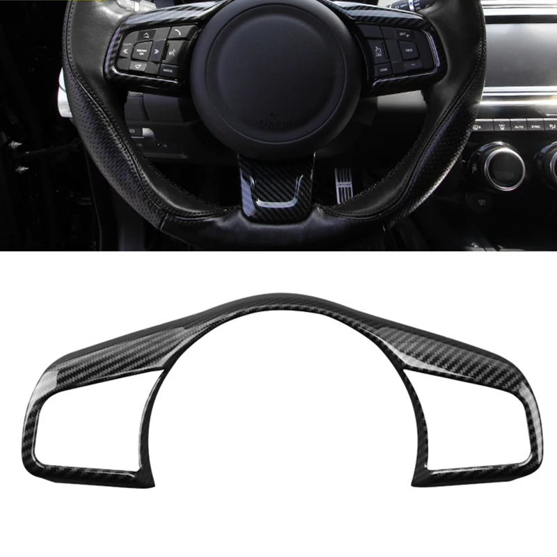 

For Jaguar F-Pace 2016 2017 2018 ABS Carbon Fibre Steering Wheel Decorative Frame cover Trim Car-styling Accessories 1pcs