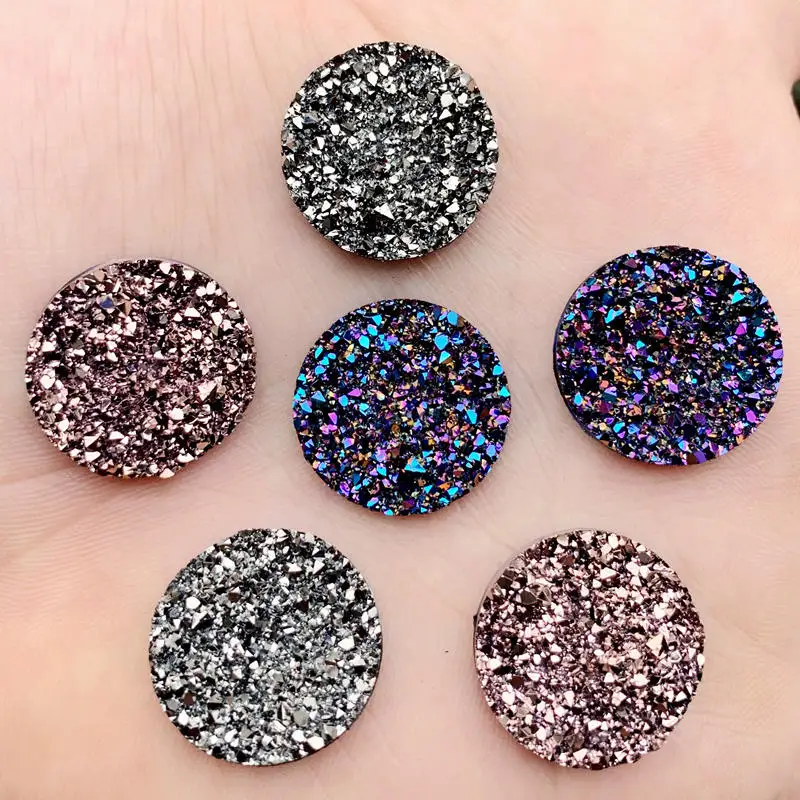 New Fashion 20mm 15pcs/Lot AB Colors Natural ore Style Flat back Resin Cabochons For Bracelet Earrings accessories -A58