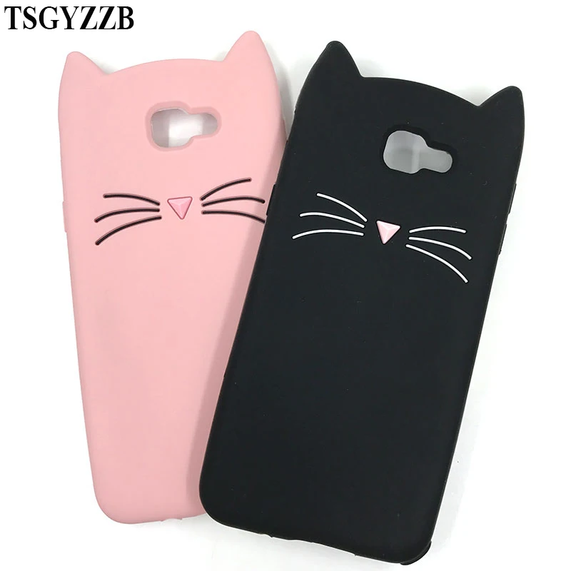 Cute 3D Cartoon Bearded Cat Soft Silicone Case For Samsung Galaxy J4plus J4+ 2018 S7edge Shockproof Back Cover Phone Bags