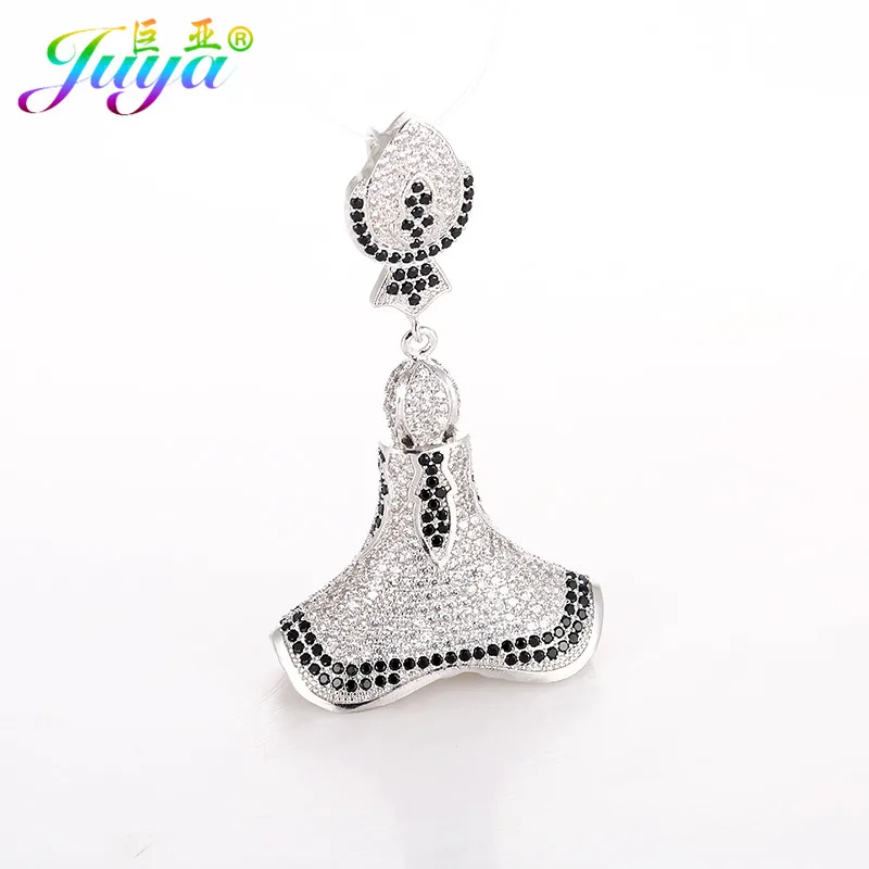 Juya DIY Women Fashion Pearls Tassel Sweater Necklace Making Accessories Cubic Zirconia Floating Suspension Connectors