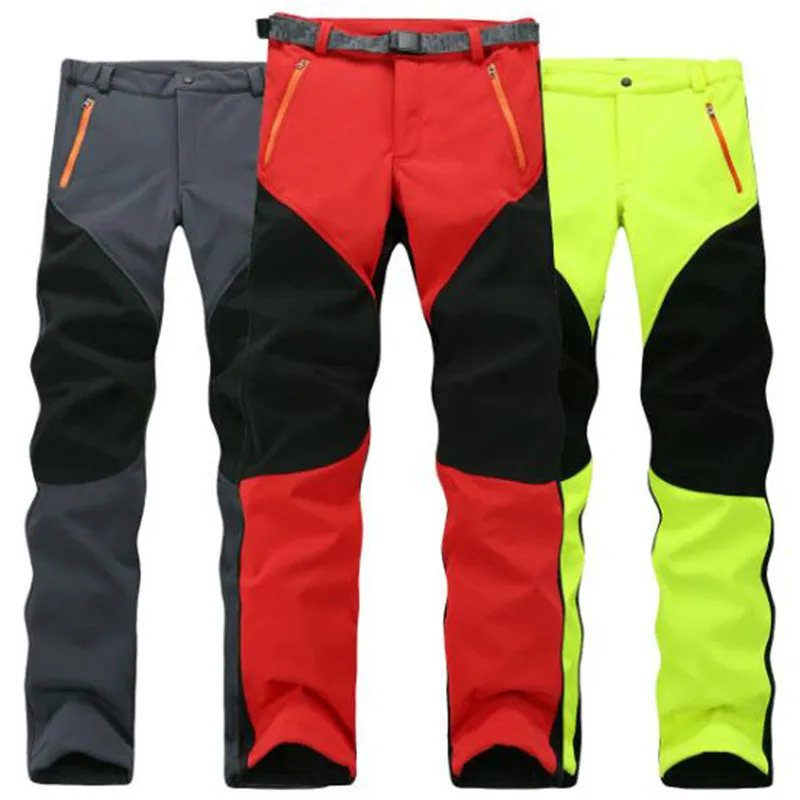 Outdoor Winter Men Thick Warm Fleece Hiking Pants Softshell Trousers Waterproof Windproof Thermal Camping Ski Climbing Plus Size