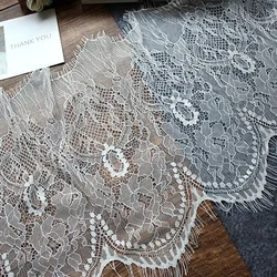 Wide Lace Fabric for Eyelash, Black and White Eyelash, DIY Clothing Accessories, Nylon, Soft Lace Trim, Lace Material Width 25cm