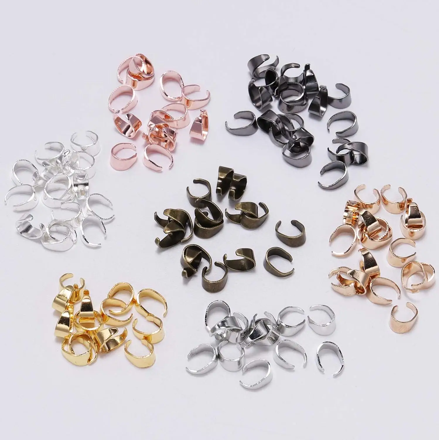 

50-100pcs 7 Color Pendant Clip Pinch Bail Clasp Buckle Charm Connector For Jewelry Making Cameo Tray craft Necklace Hook Finding