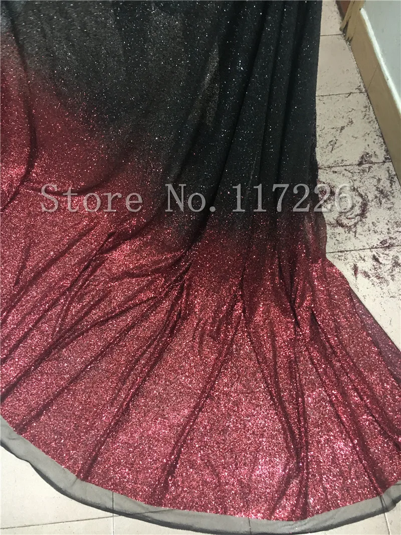 

Hot Selling Nigerian glitter Lace Fabric JRB-82616 African Lace Fabric High Quality in dark red and black color