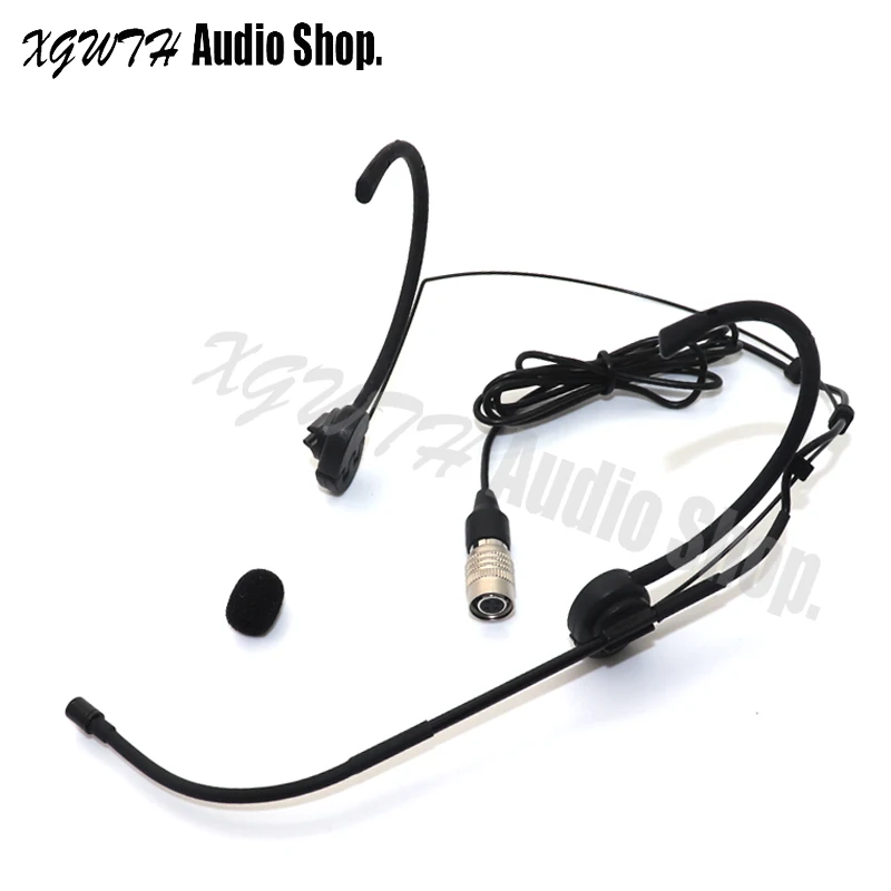 

Black Complexion Dual Hook Head Headset Microphone For Audio Technica Wireless Radio Headworn Mic System Beltpack Foldable