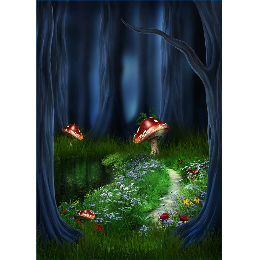 เห็ดต้นไม้หญ้าการถ่ายภาพฉากหลังสำหรับถ่ายภาพเด็กอุปกรณ์เสริมเด็กทารกพิมพ์ภาพพื้นหลัง