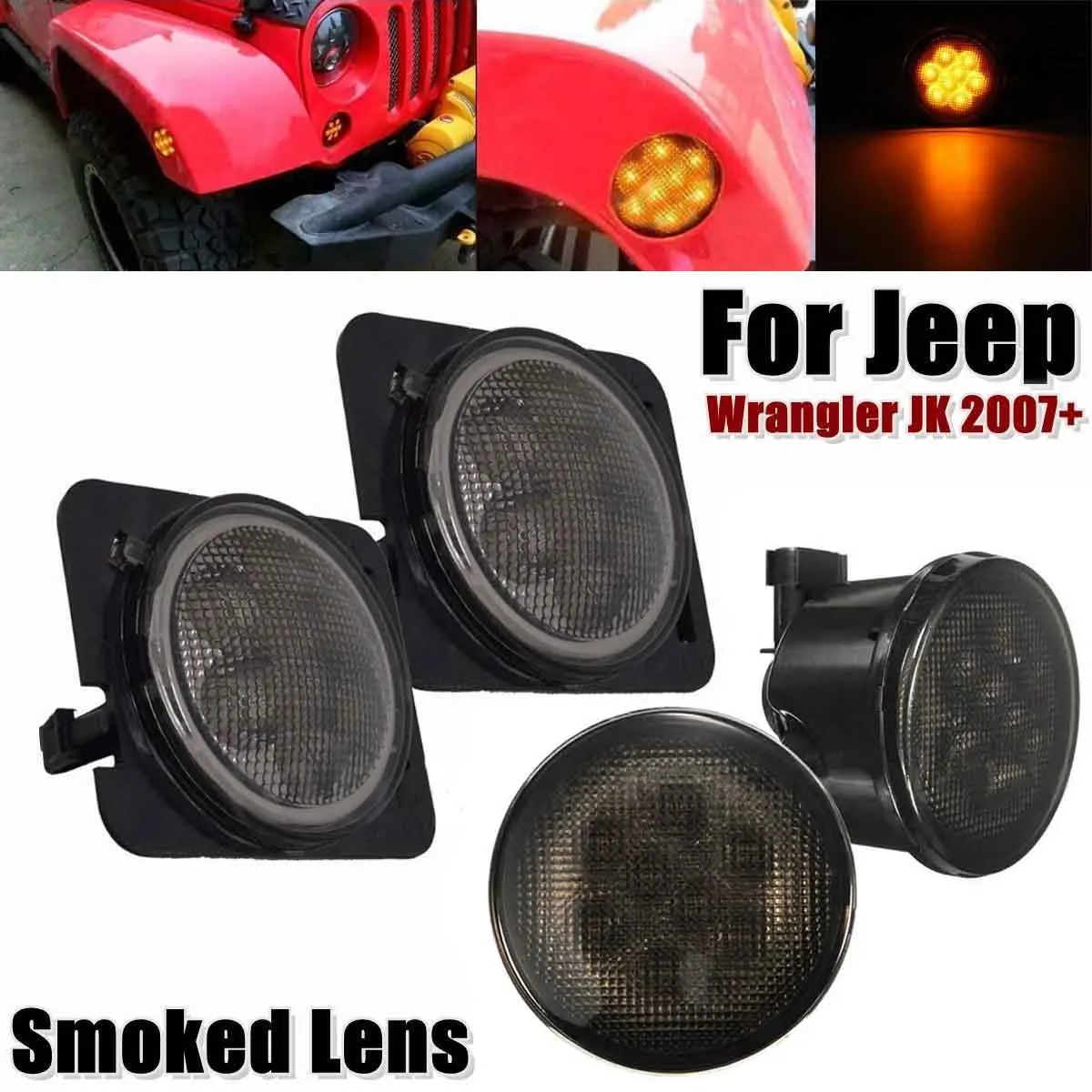 

4pcs/set LED Turn Signal Lights+Fender Side Marker Lights for Jeep Wrangler 07-15