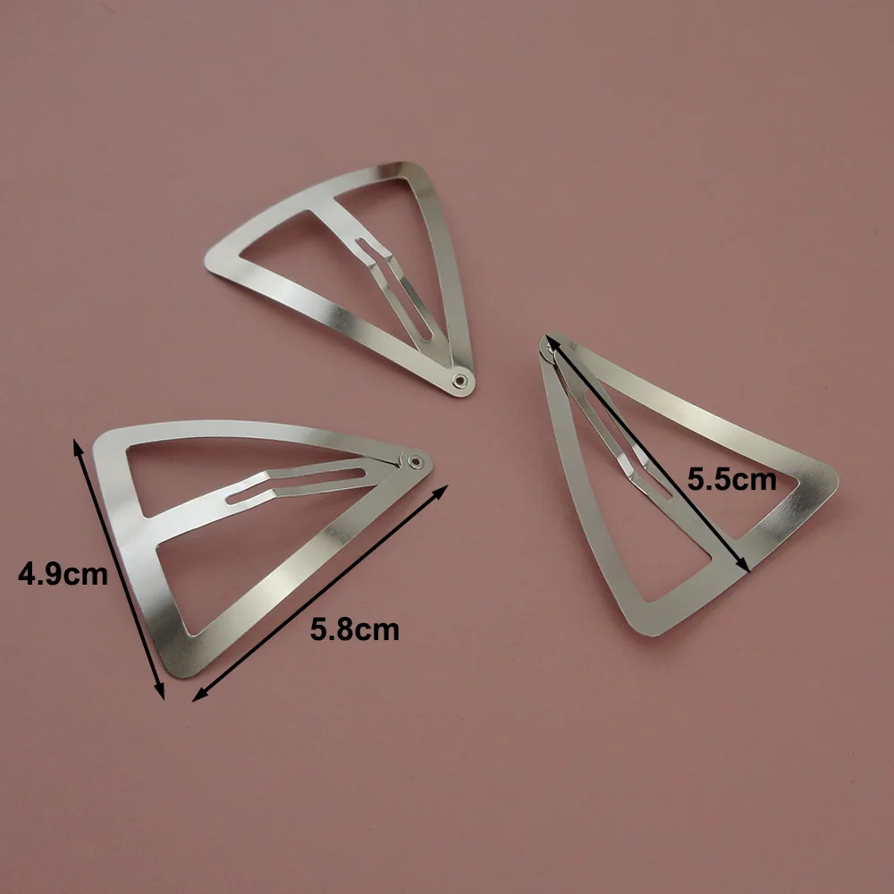 20PCS 5.5cm Sliver Large Triangle Hair Clips for Womens Girls Metal Snap Clips Hairpins Side Hair Barrettes for Thick Hair