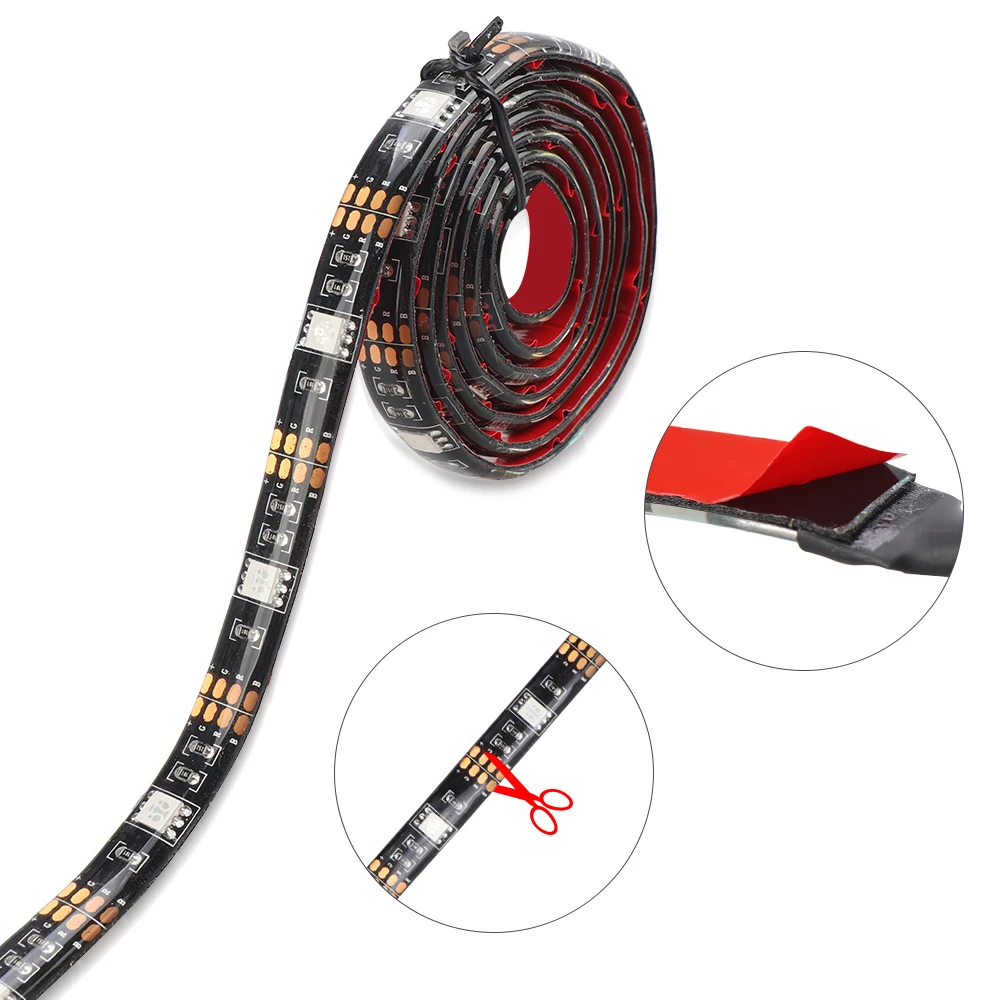 USB LED Strip RGB Changeable LED TV Background Lighting Bluetooth APP Control Battery Powered Flexible LED Light 1m 2m 2x50cm